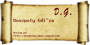 Doszpoly Géza névjegykártya