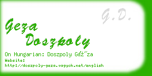 geza doszpoly business card
